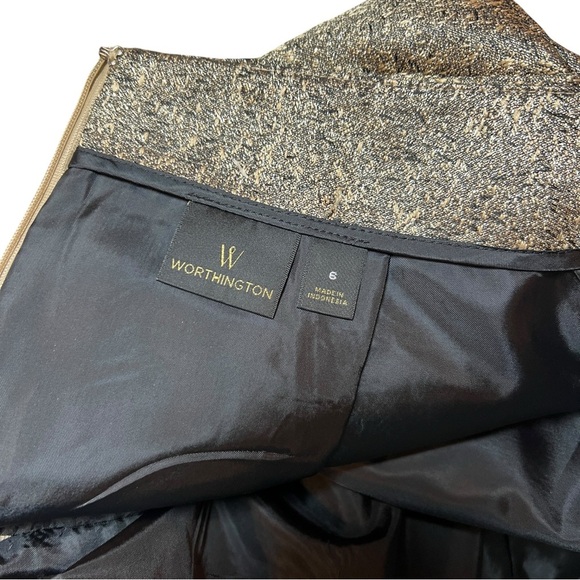 Worthington Gold Pebble Metallic Shimmer Pencil Holiday Celebration Classy Skirt - Picture 7 of 15